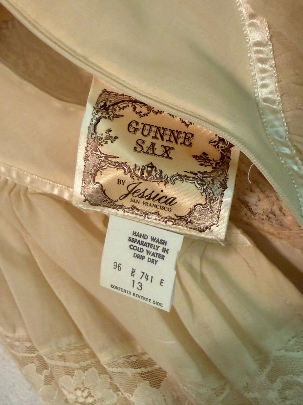 Gunne Sax Vintage Lace Trim Maxi Wedding Dress - Picture 14 of 16